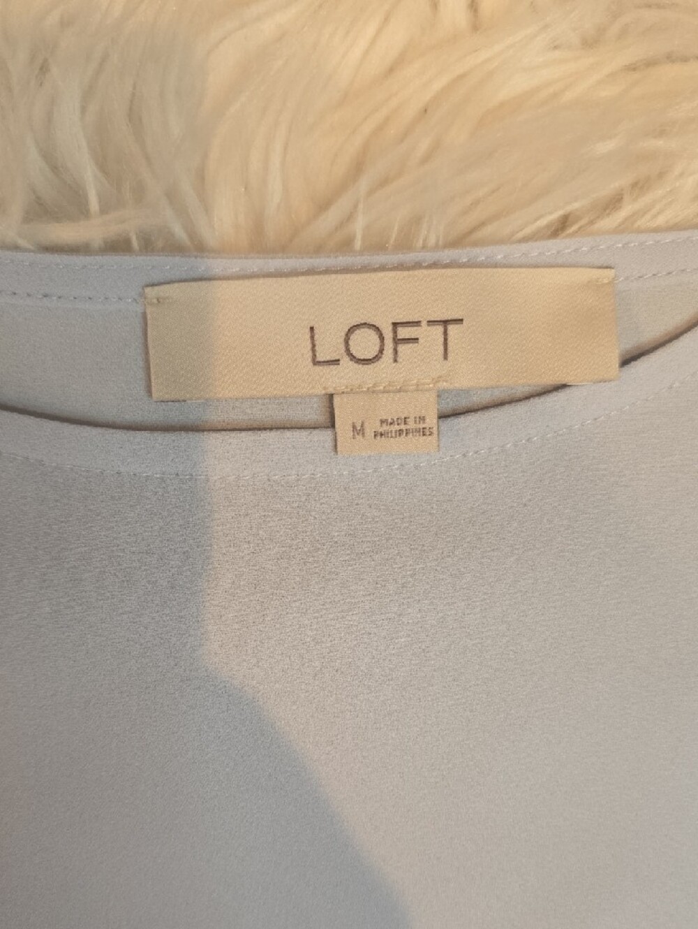 LOFT Pale Blue Ruffle Cap-Sleeve Shell with Button Detail - Picture 2 of 4